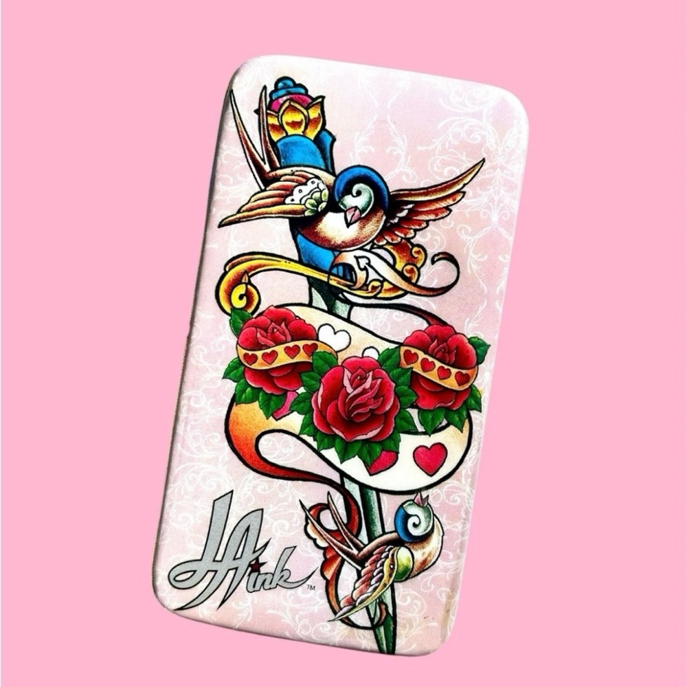 Vtg LA Ink Y2K Tattoo Rocker Art Ed Hardy Inspired Edgy Punk Clutch Wallet 🌹